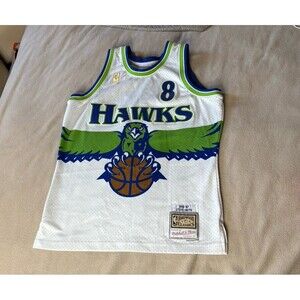 Mitchell & Ness Steve Smith #8 Hawks Mens Size S Swingman Jersey 1996-97 White